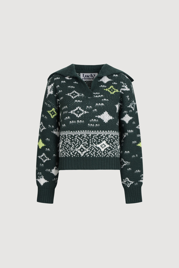 LUCKY CHOUETTE - 스웨터 - [Holiday Edition] Sailor Jacquard Knitwear Pullover (green)