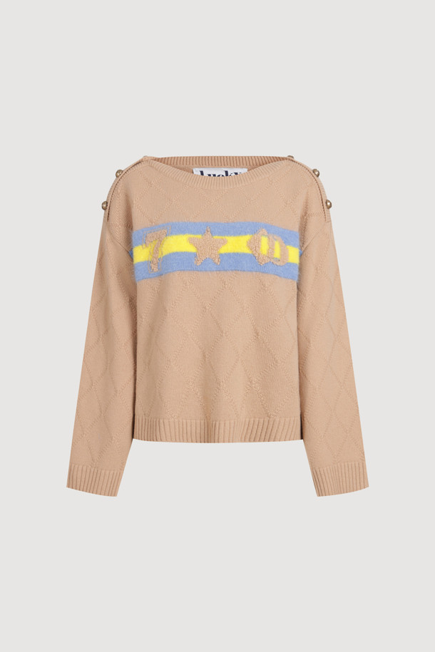 LUCKY CHOUETTE - 스웨터 - [Holiday Edition] Front Accentuated Knit Pullover (camel)