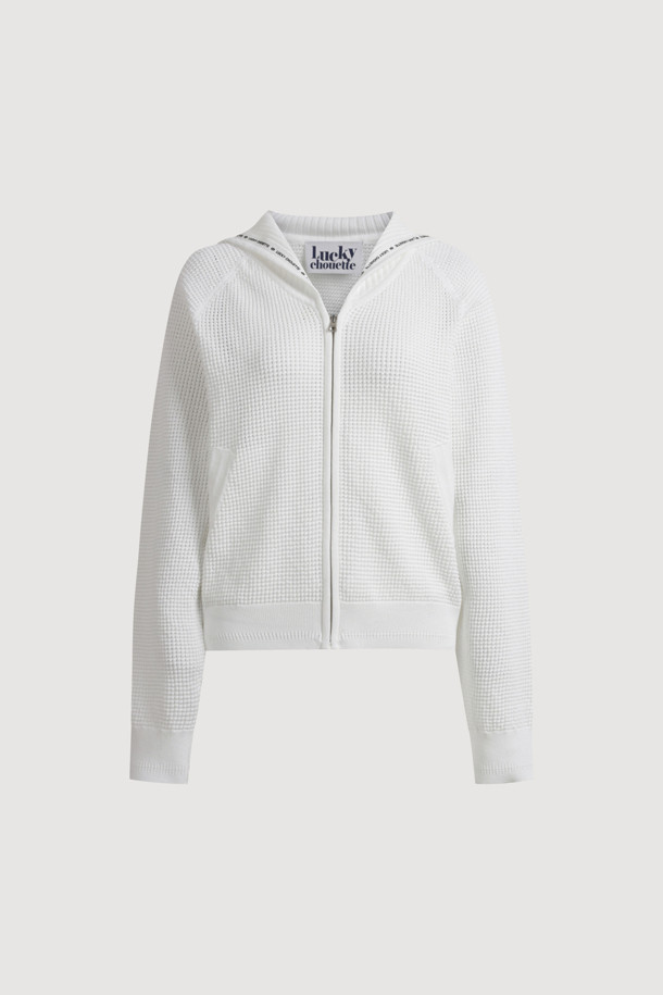 LUCKY CHOUETTE - 가디건 - Sailor Crochet Knit Cardigan (ivory)
