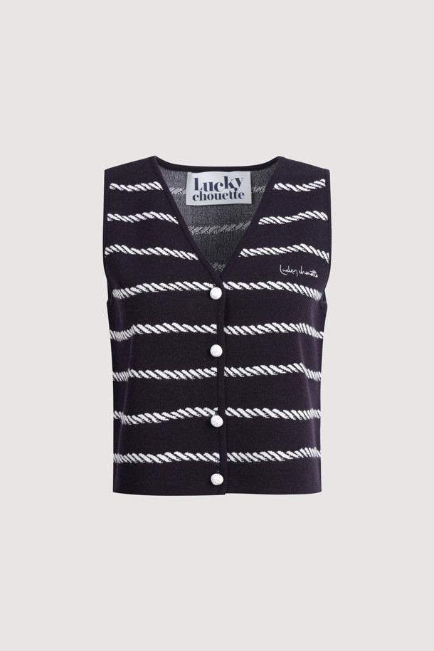 LUCKY CHOUETTE - 베스트 - Stripe Knit Vest (dark navy)