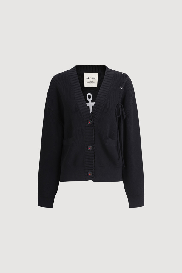 LUCKY CHOUETTE - 가디건 - [Atelier] Back Anchor Point Cardigan (black)