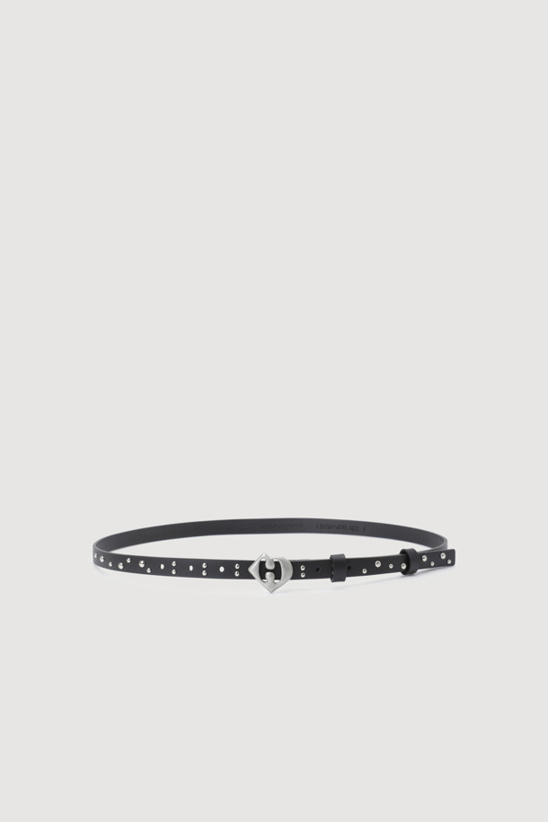 LUCKY CHOUETTE - 벨트 - [Holiday Edition] Stud Decorated Slim Leather Belt (black)