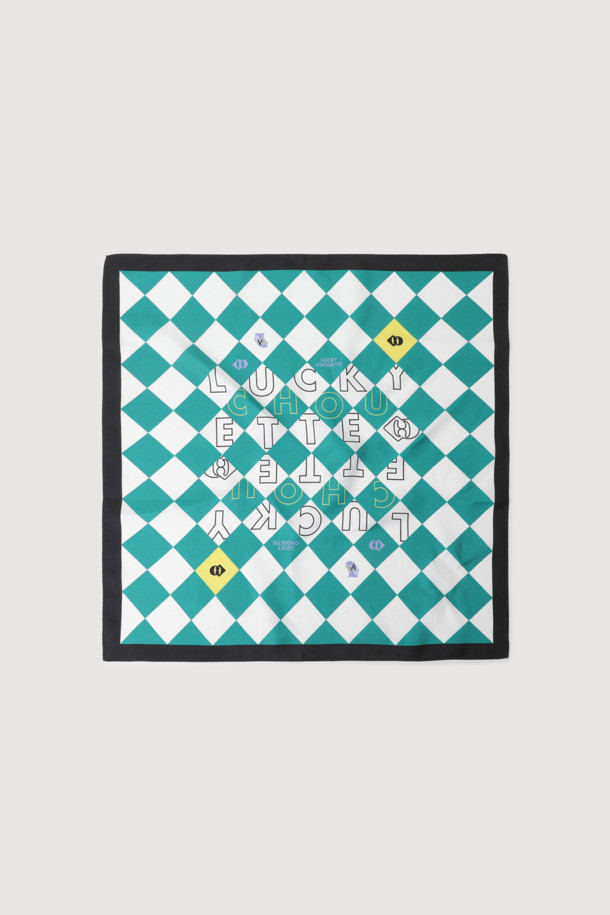 LUCKY CHOUETTE - 스카프/머플러 - Square Checked Scarf (green)