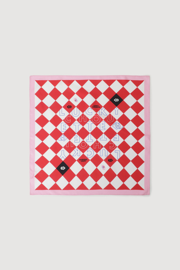 LUCKY CHOUETTE - 스카프/머플러 - Square Checked Scarf (red)