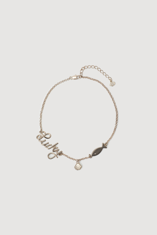 LUCKY CHOUETTE - 목걸이 - A-Lucky Lettering Necklace (gold)