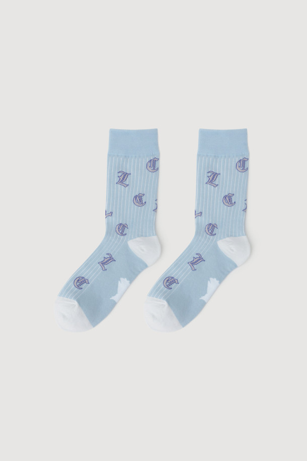 LUCKY CHOUETTE - 양말 - Lettering Jacquard Socks (mint)