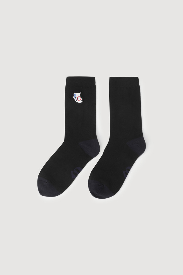 LUCKY CHOUETTE - 양말 - Chouette Embroidery Socks (black)