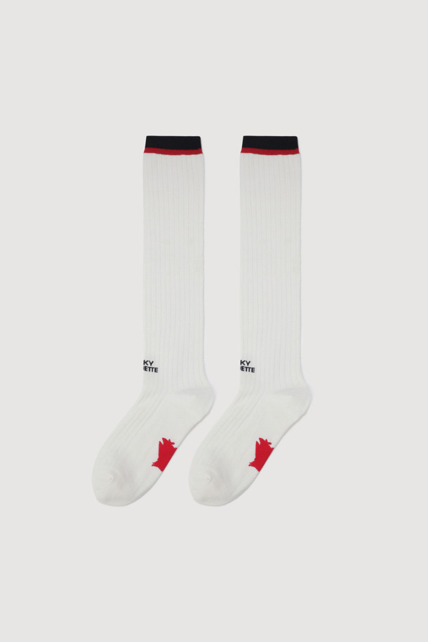 LUCKY CHOUETTE - 양말 - Lettering Point Knee Socks (ivory)