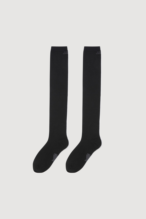 LUCKY CHOUETTE - 양말 - Lettering Point Over Knee Socks (black)