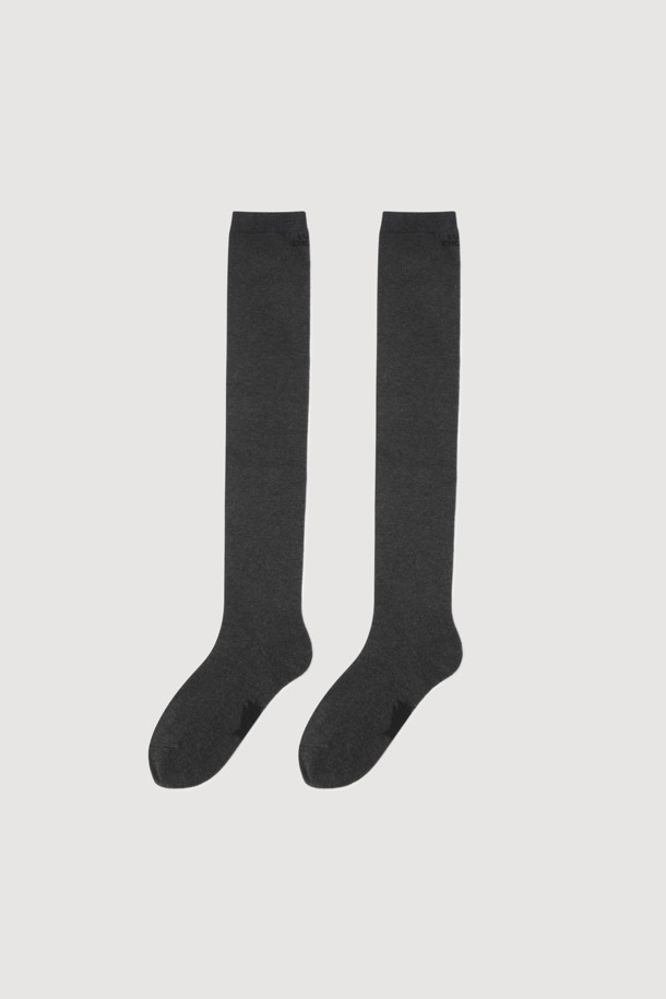 LUCKY CHOUETTE - 양말 - Lettering Point Over Knee Socks (dark grey)