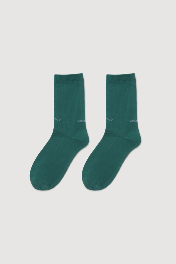 LUCKY CHOUETTE - 양말 - Lettering Basic Socks (green)