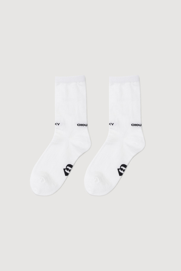 LUCKY CHOUETTE - 양말 - Lettering Basic Socks (white)