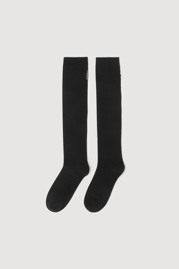 LUCKY CHOUETTE - 양말 - Tissue Ribbed Knee Socks (black)