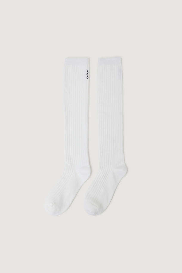 LUCKY CHOUETTE - 양말 - Tissue Ribbed Knee Socks (white)