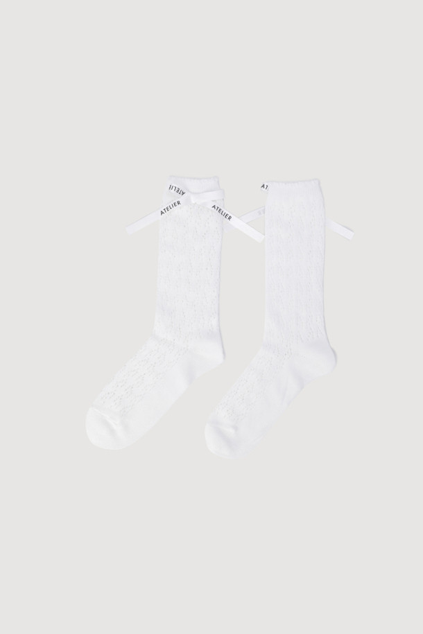 LUCKY CHOUETTE - 양말 - [Re-Order] A-Ribbon Decoration Roomy Socks