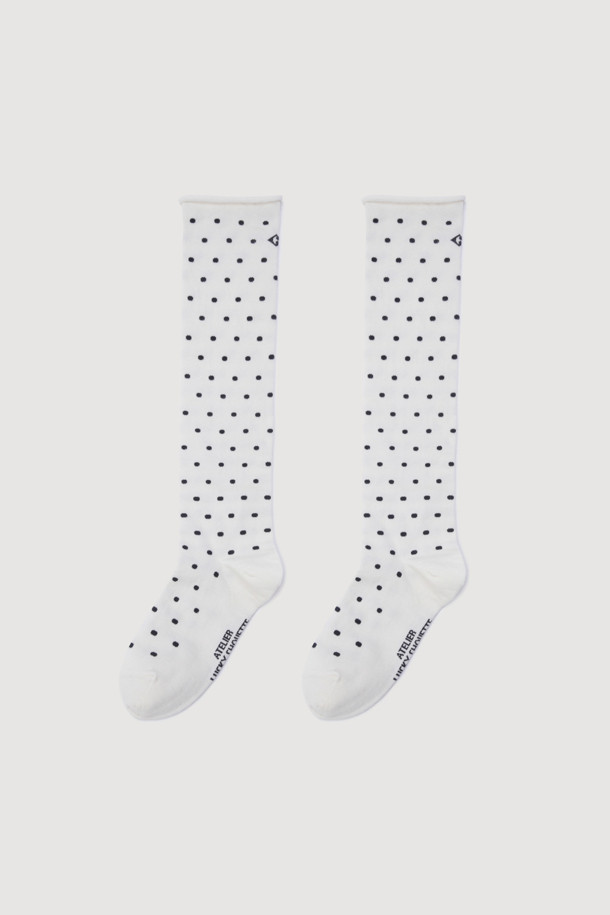 LUCKY CHOUETTE - 양말 - A-Dot Knee-Socks (ivory)