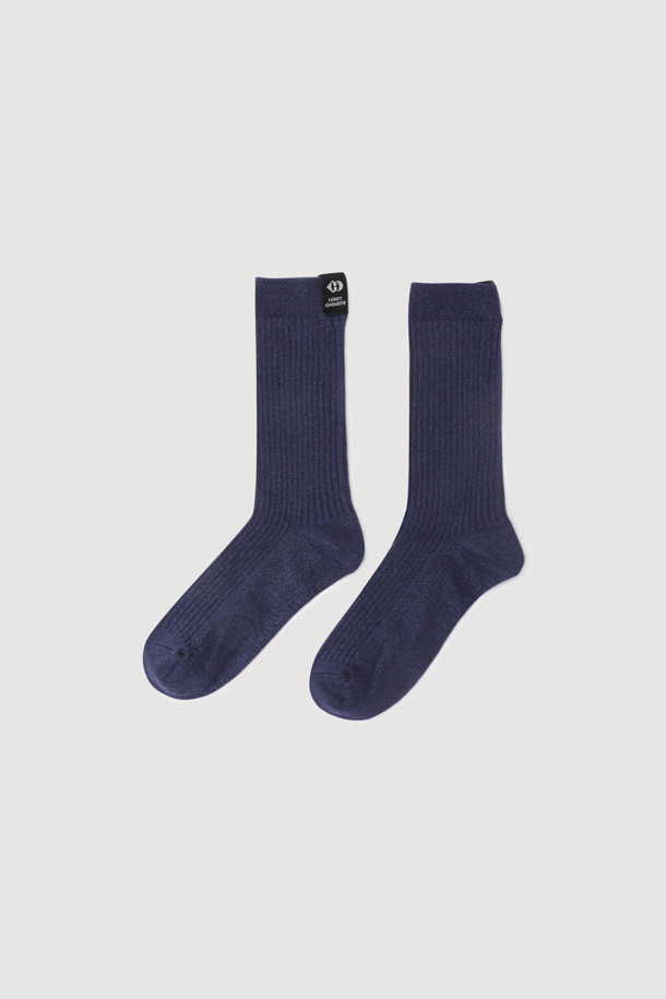 LUCKY CHOUETTE - 양말 - Label Decorated Metal Socks(navy)