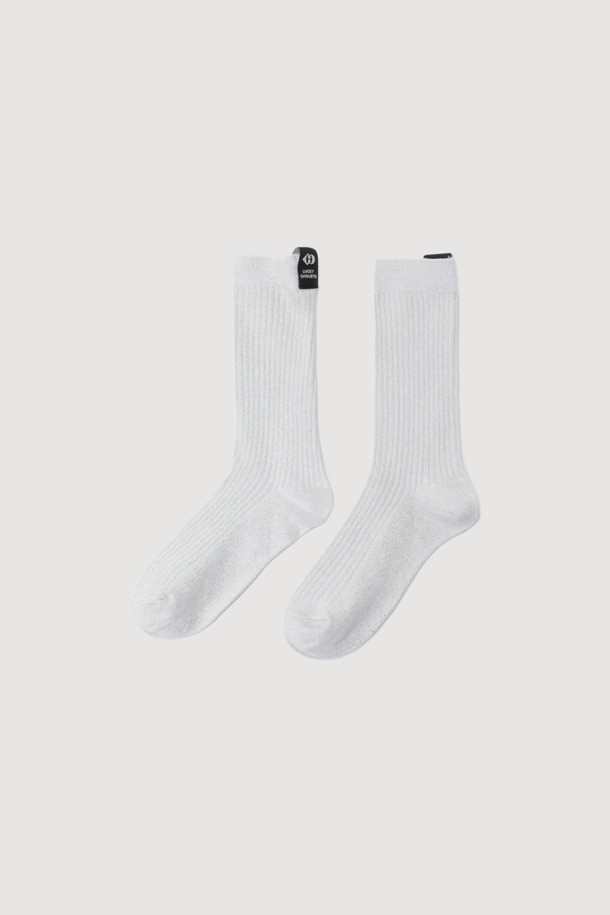 LUCKY CHOUETTE - 양말 - Label Decorated Metal Socks(silver)