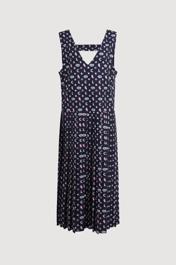 LUCKY CHOUETTE - 원피스 - Symbol Printing Pleats Sleeveless Dress