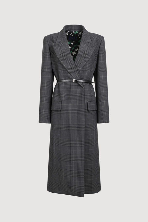 LUCKY CHOUETTE - 자켓 - Belted Long Check Jacket