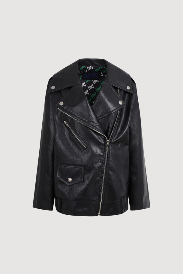 LUCKY CHOUETTE - 자켓 - Leather Denim Mix Jacket (black)