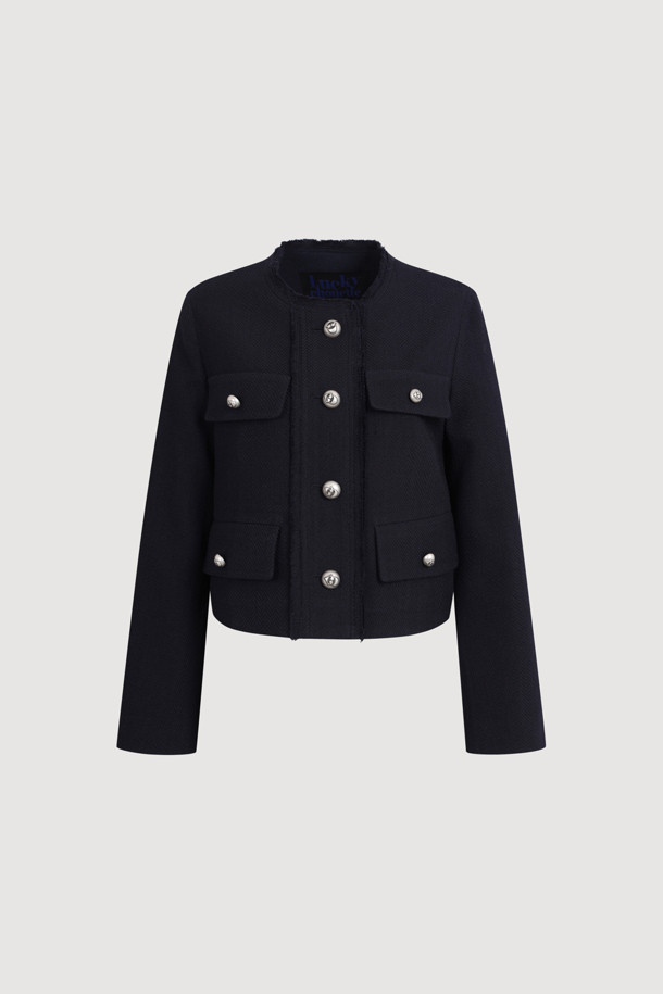 LUCKY CHOUETTE - 자켓 - Herringbone Bold Burton Crop Jacket (dark navy)