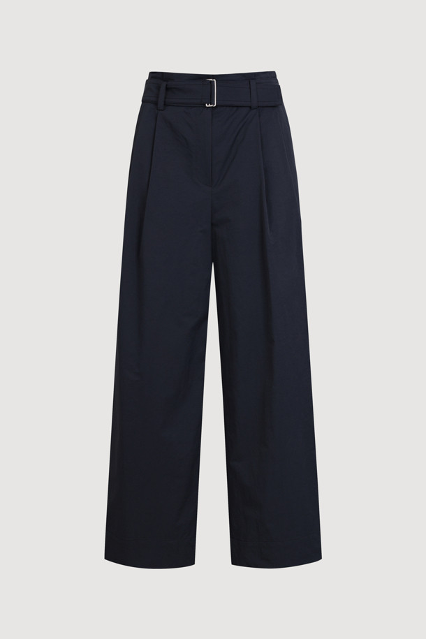 LUCKY CHOUETTE - 스커트/팬츠 - 2 Pintuck Banding Belt Wide Pants (dark navy)