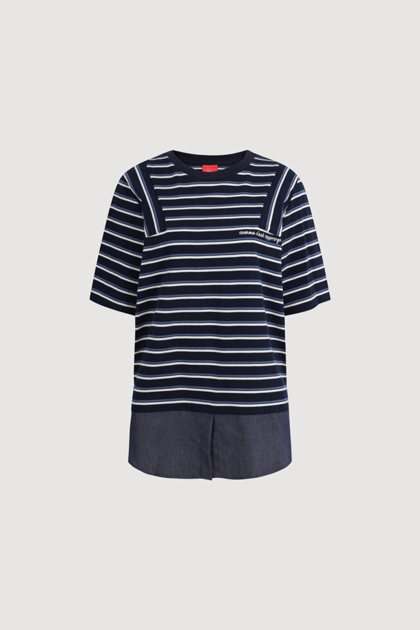 데님 믹스 스트라이프 티셔츠는 네이비와 화이트 컬러의 조화가 돋보이는 공용 티셔츠입니다. 봄, 여름 시즌에 적합하며, 캐주얼한 스타일을 연출하기 좋습니다. 루즈핏 라운드넥 디자인으로 편안한 착용감을 선사하며, 데님과 면 혼방 소재로 제작되었습니다. 가슴 부분의 레터링 자수 디테일이 포인트를 더하며 동네 마실룩이나 봄 소풍룩으로 활용하기 좋습니다. 미니멀, 클래식 무드를 즐기는 분들께 추천합니다.
