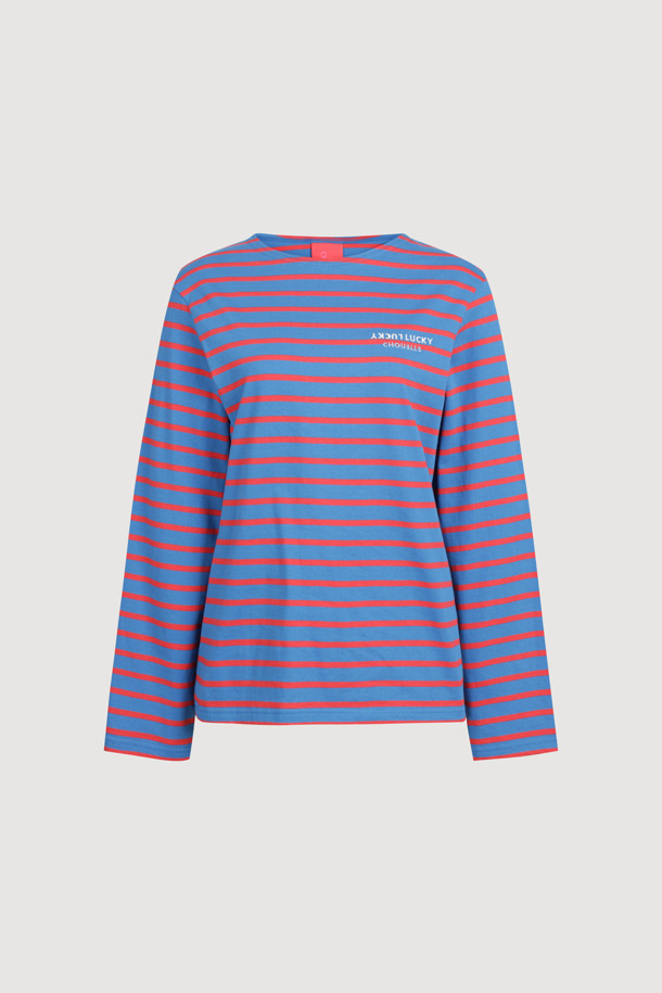 LUCKY CHOUETTE - 티셔츠 - Boat neck Stripe Longsleeve T-shirt (blue)