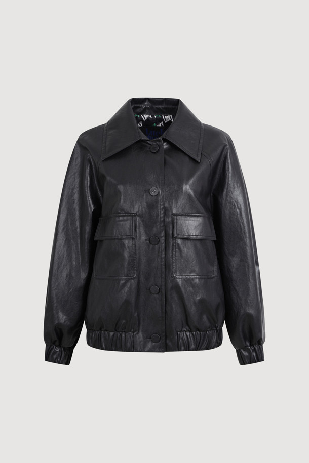 LUCKY CHOUETTE - 점퍼 - Leather Blouson Jumper (black)