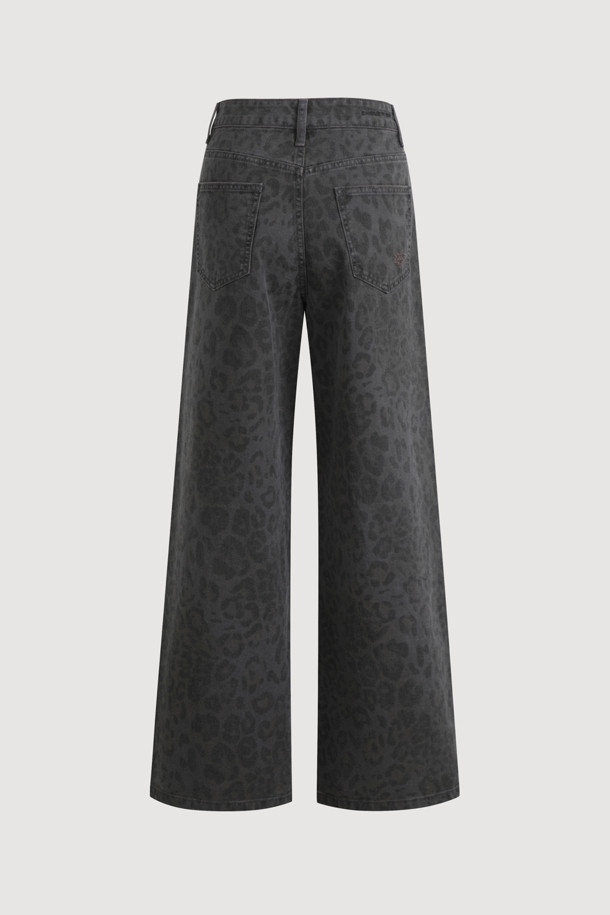 LUCKY CHOUETTE - 롱/미디팬츠 - Chouetties by LUCKY CHOUETTE_Leopard Denim Pants (dark grey)