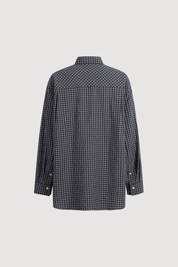 LUCKY CHOUETTE - 블라우스 - Chouetties by LUCKY CHOUETTE_Check Over Fit Blouse (black)