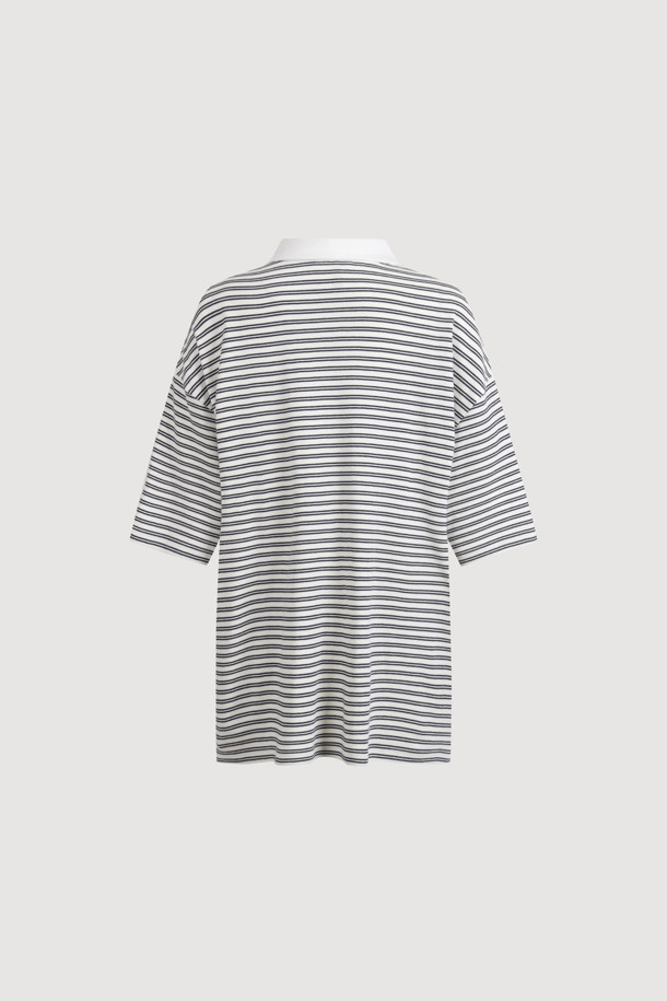 LUCKY CHOUETTE - 반소매 티셔츠 - Chouetties by LUCKY CHOUETTE_Stripe Pique Half Sleeve T-shirt (dark navy)