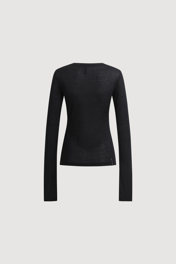 LUCKY CHOUETTE - 긴소매 티셔츠 - Chouetties by LUCKY CHOUETTE_Sheer Slim Fit Long Sleeve T-shirts (black)