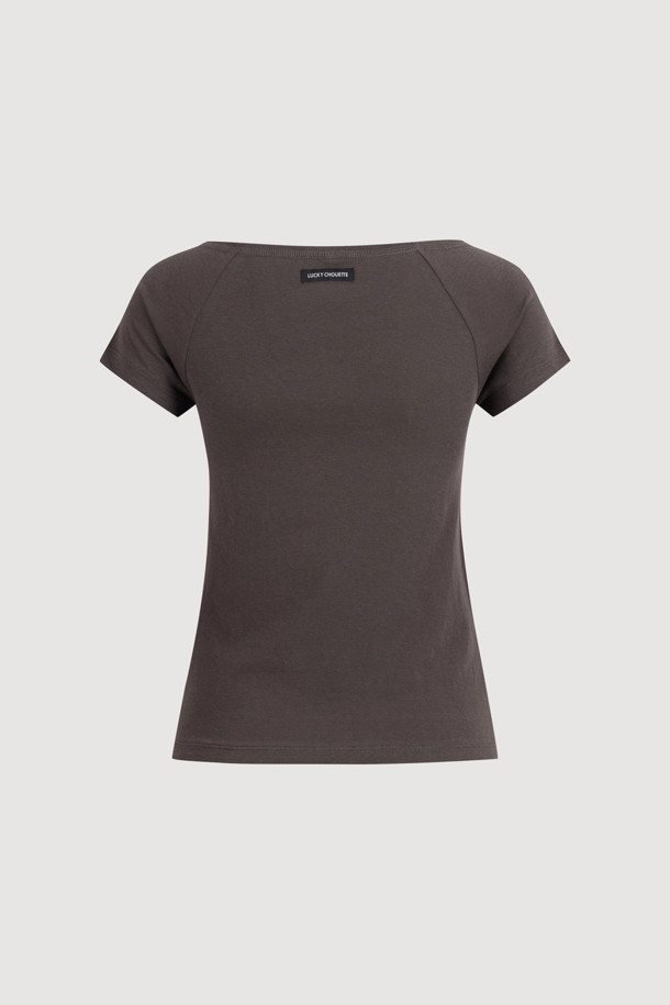 LUCKY CHOUETTE - 반소매 티셔츠 - Chouetties by LUCKY CHOUETTE_Boat Neck Half Sleeve T-shirt (grey)