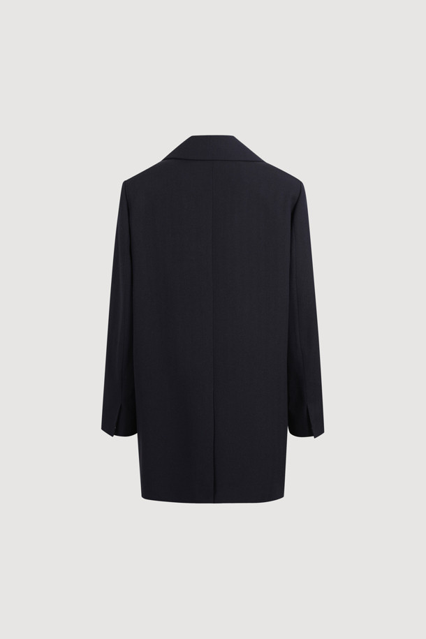 LUCKY CHOUETTE - 코트 - [Atelier] Wool Cotton Button Detail Pea Coat (dark navy)