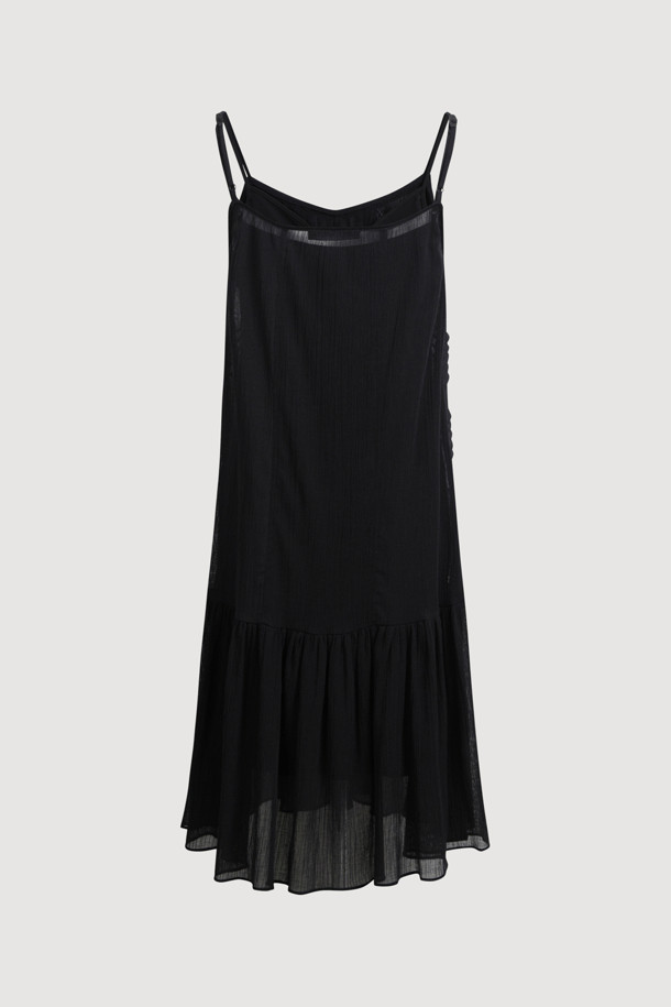 LUCKY CHOUETTE - 민소매 원피스 - Tuck Slip Dress (black)