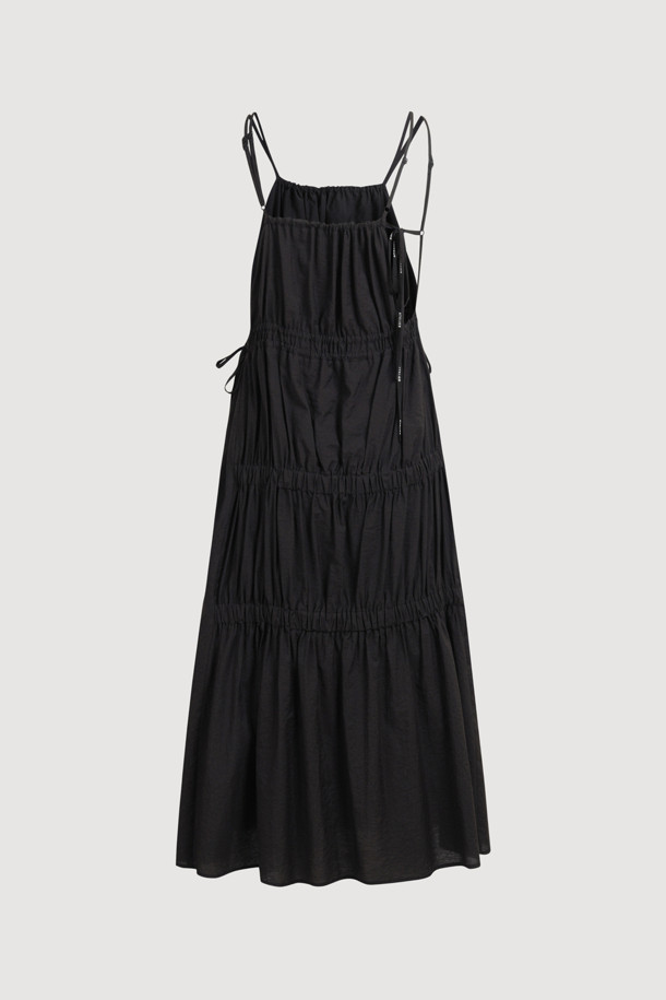 LUCKY CHOUETTE - 민소매 원피스 - [Atelier] Shirring Sleeveless Dress (black)