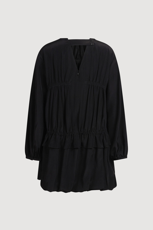 LUCKY CHOUETTE - 긴소매 원피스 - [Atelier] Shirring Mini Dress (black)