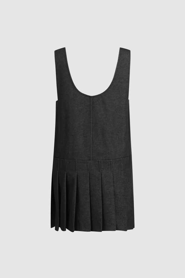 LUCKY CHOUETTE - 반소매 원피스 - U-neck Sleeveless Mini Dress (black)