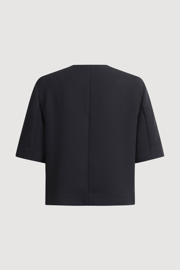 LUCKY CHOUETTE - 자켓 - Poly Half Sleeve Crop Jacket (black)