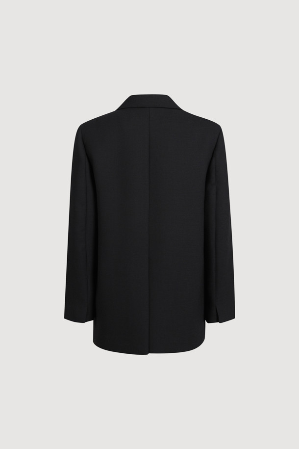 LUCKY CHOUETTE - 자켓 - Solid Brooch Double Jacket (dark black)