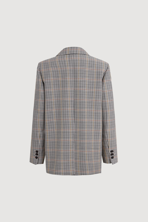 LUCKY CHOUETTE - 자켓 - Embroidered Button Check Double Jacket (multi color)