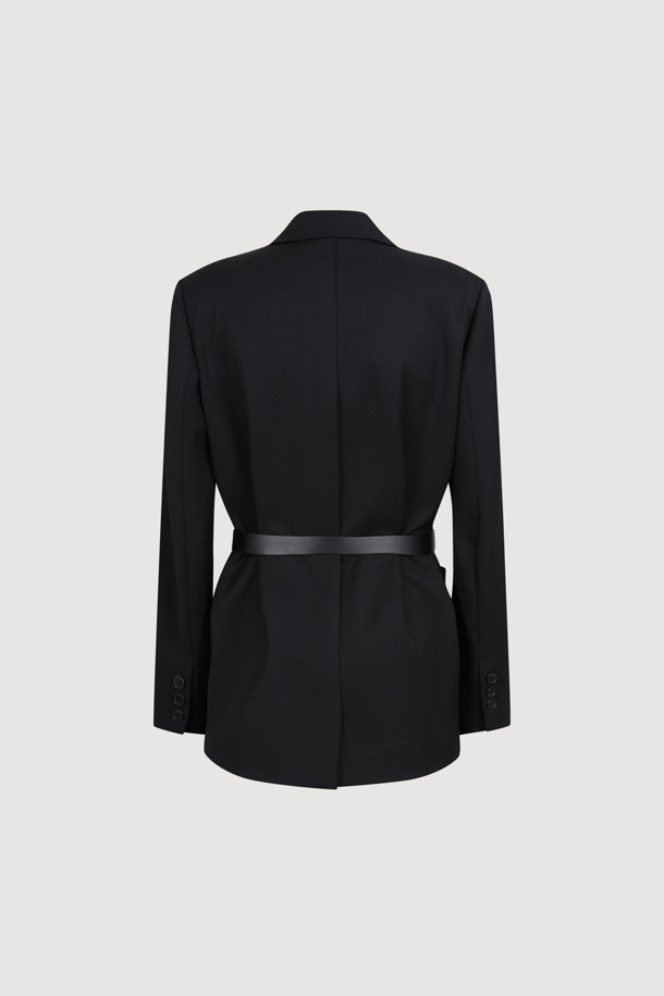 LUCKY CHOUETTE - 자켓 - Back Slit Option Belt Single Jacket (black)