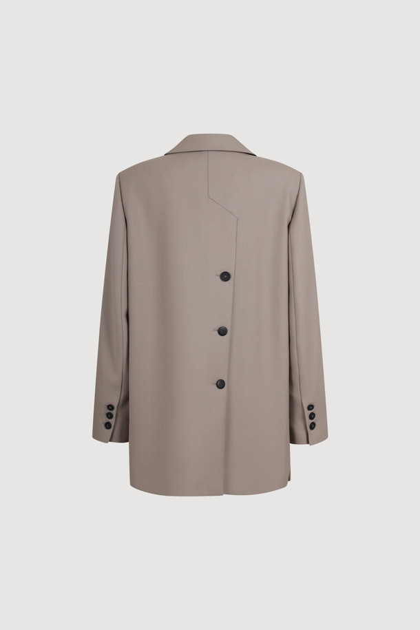 LUCKY CHOUETTE - 자켓 - Peaked Collar Solid Double Jacket (beige)