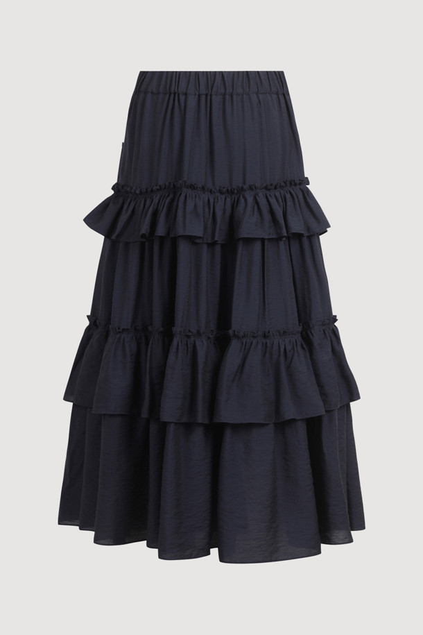 LUCKY CHOUETTE - 롱스커트 - Shirring Stripe Back Banding Long Skirt