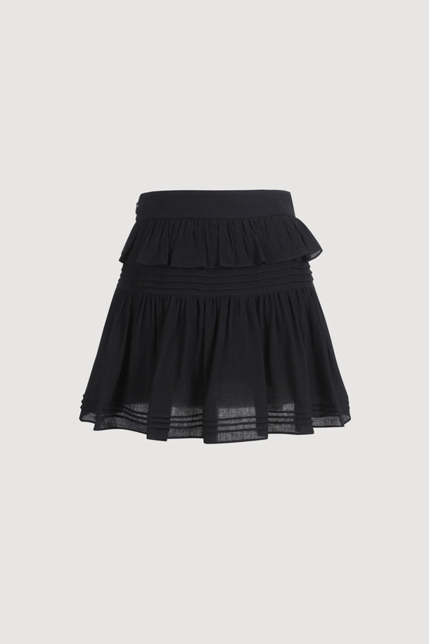 LUCKY CHOUETTE - 미니스커트 - [Re-Order] Pin Tuck Point Mini Skirt (dark black)
