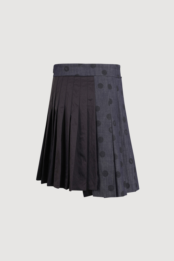 LUCKY CHOUETTE - 미디스커트 - [Atelier] Denim Like Dot Midi Skirt (dark navy)