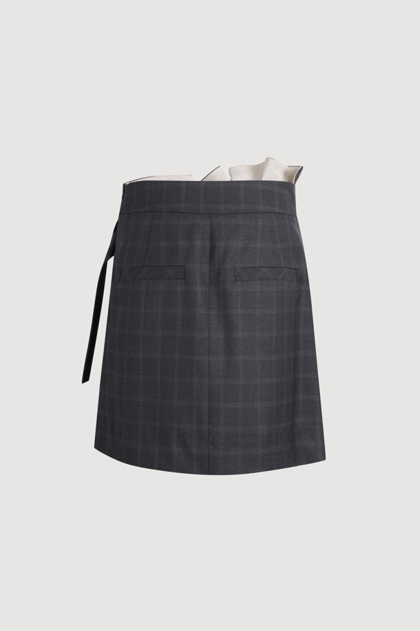 LUCKY CHOUETTE - 미니스커트 - [Atelier] Obi Point Check Mini Skirt (grey)