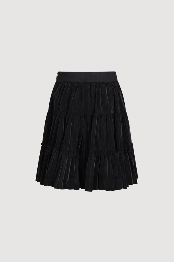 LUCKY CHOUETTE - 미디스커트 - [Holiday Edition] Pleated Point Banding Midi Skirt (dark black)